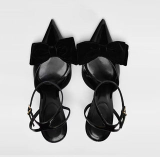 black bow heels