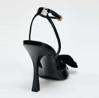black bow heels