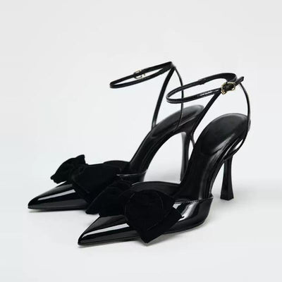 black bow heels