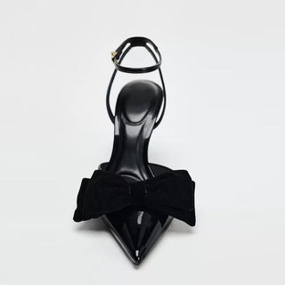 black bow heels