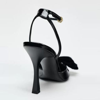 black bow heels