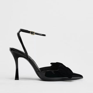 black bow heels