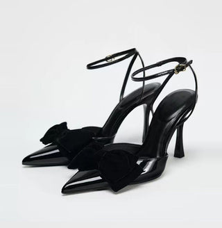 black bow heels