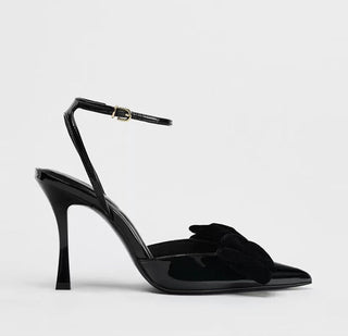 black bow heels