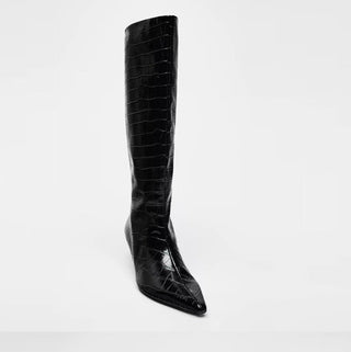 crocodile knee boots
