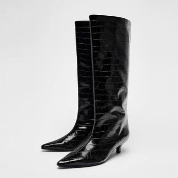 crocodile knee boots