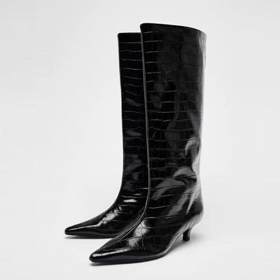 crocodile knee boots
