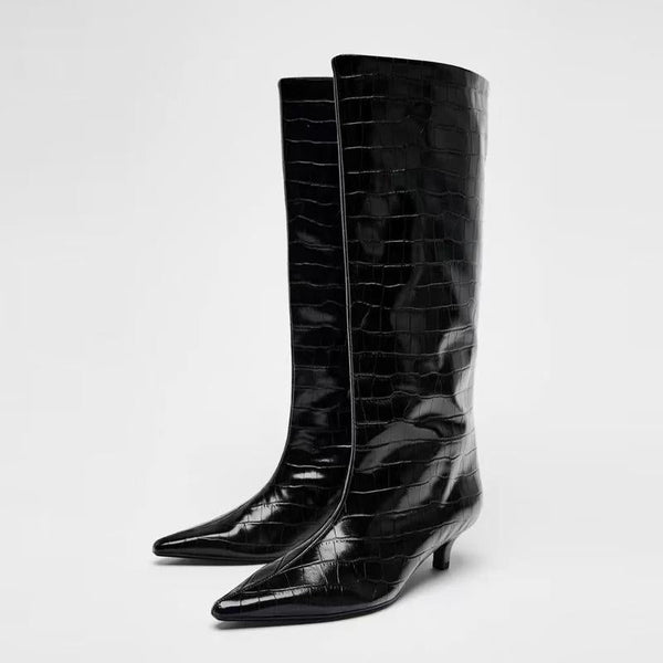 crocodile knee boots
