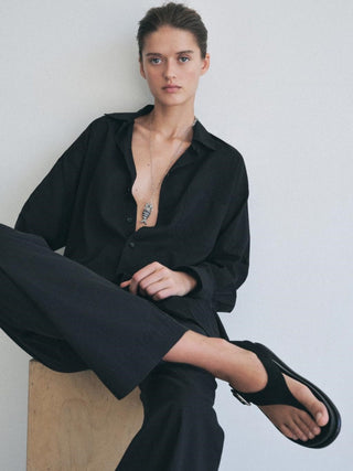 black roman sandals