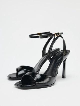 black skirt heels