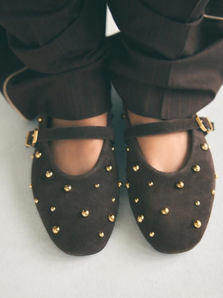 suede rivet flats