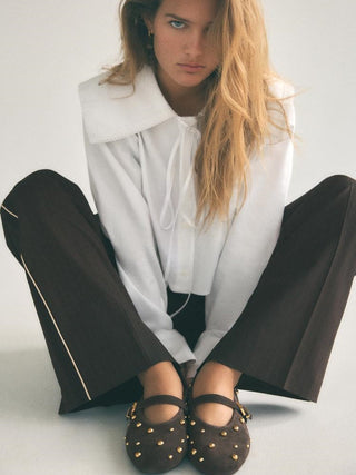 suede rivet flats