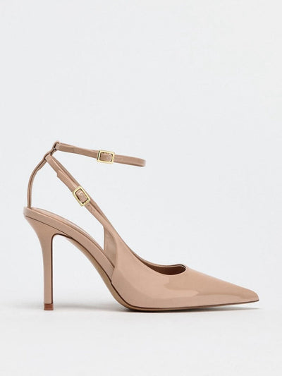beige patent heels
