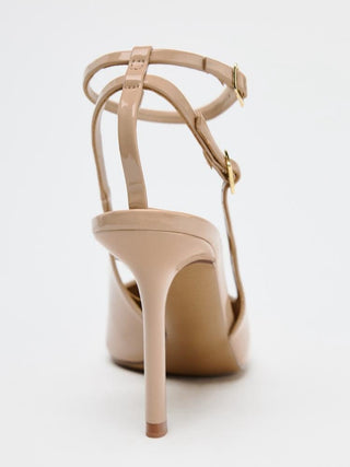 beige patent heels