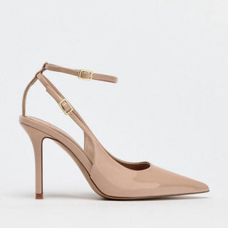 beige patent heels
