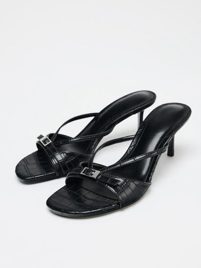 black open-toe sandals