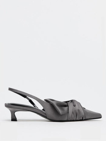 gray satin mules