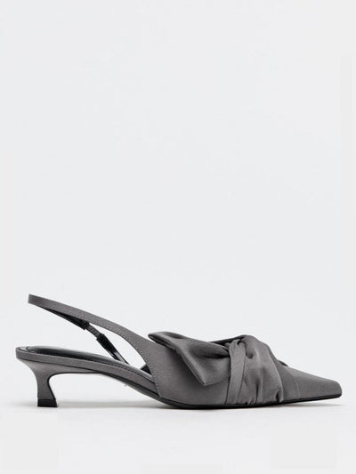 gray satin mules