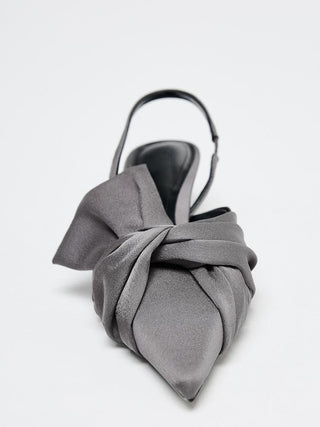 gray satin mules