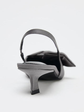 gray satin mules