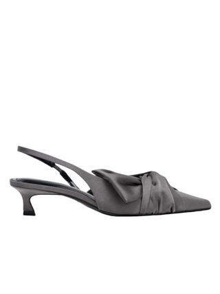 gray satin mules
