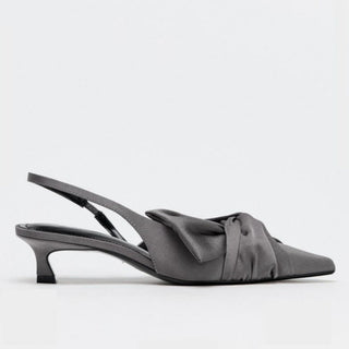 gray satin mules