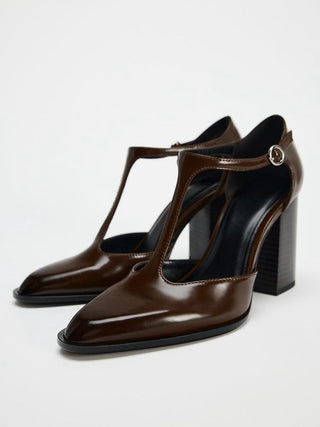 brown chunky mules