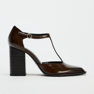 brown chunky mules