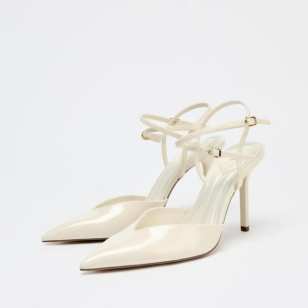 white patent pumps