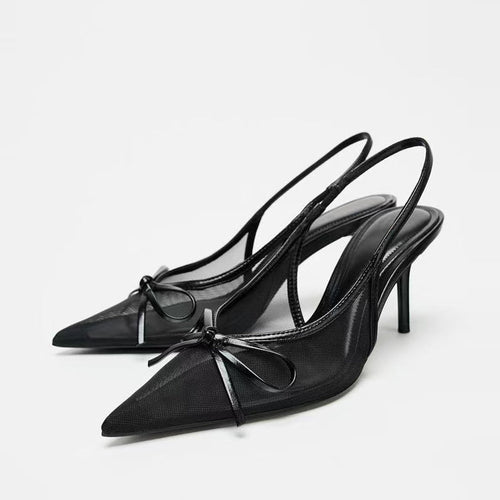 black mesh heels