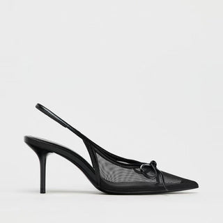 black mesh heels