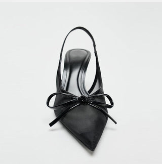 black mesh heels