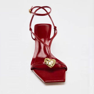 red strappy sandals