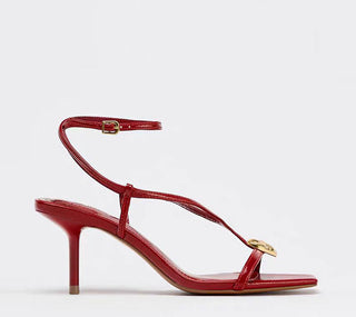 red strappy sandals