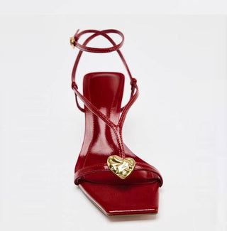 red strappy sandals