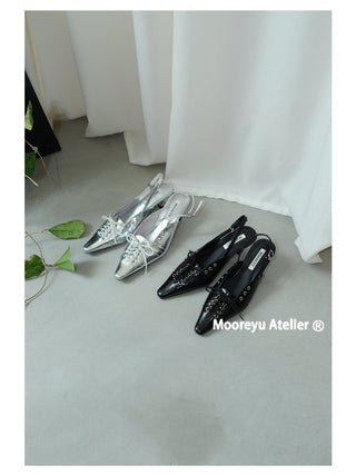 silver bow heels
