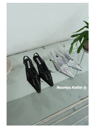 silver bow heels