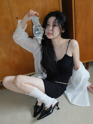 silver bow heels