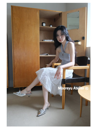 silver bow heels
