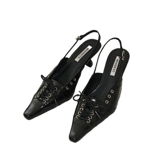 silver bow heels