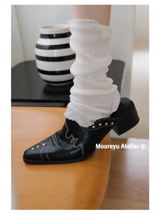 black chunky mules
