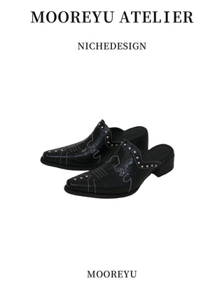black chunky mules
