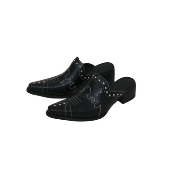 black chunky mules
