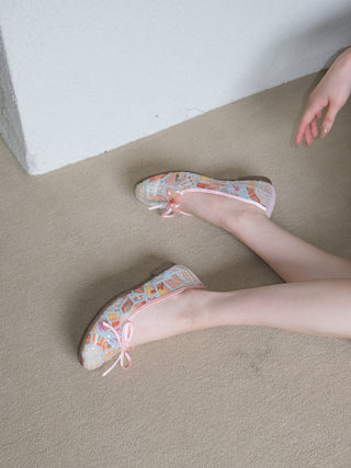 pink lace flats