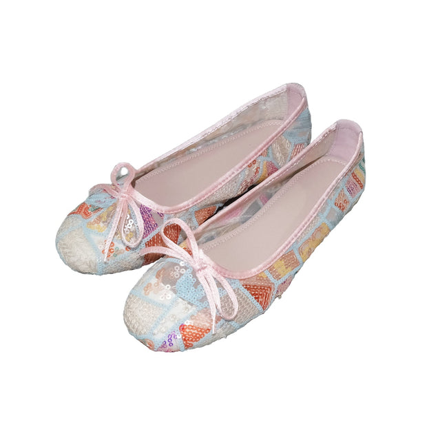 pink lace flats