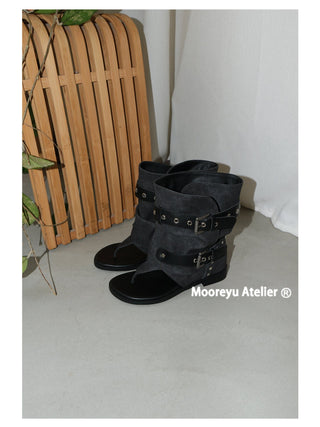 denim tube sandals
