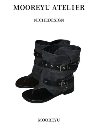 denim tube sandals