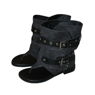 denim tube sandals