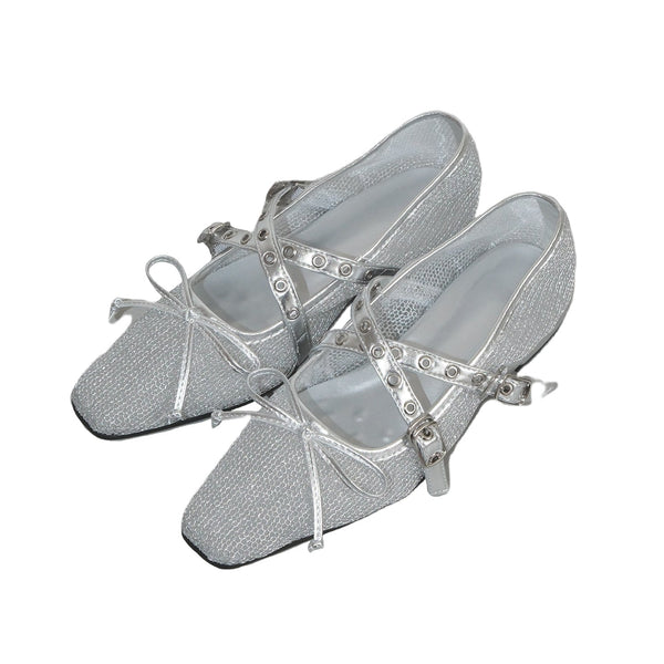 silver mary janes