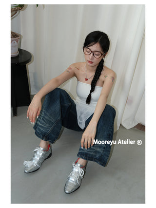 silver lace sneakers
